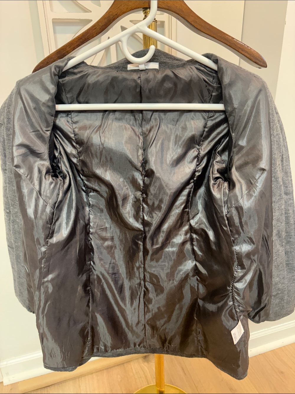 Mystree Gray Ruffle-Front Blazer Jacket - Picture 7 of 7